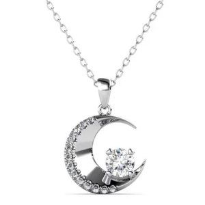 Certified 1/2 ct. t.w. Moissanite Diamond Crescent Moon Necklace NEW